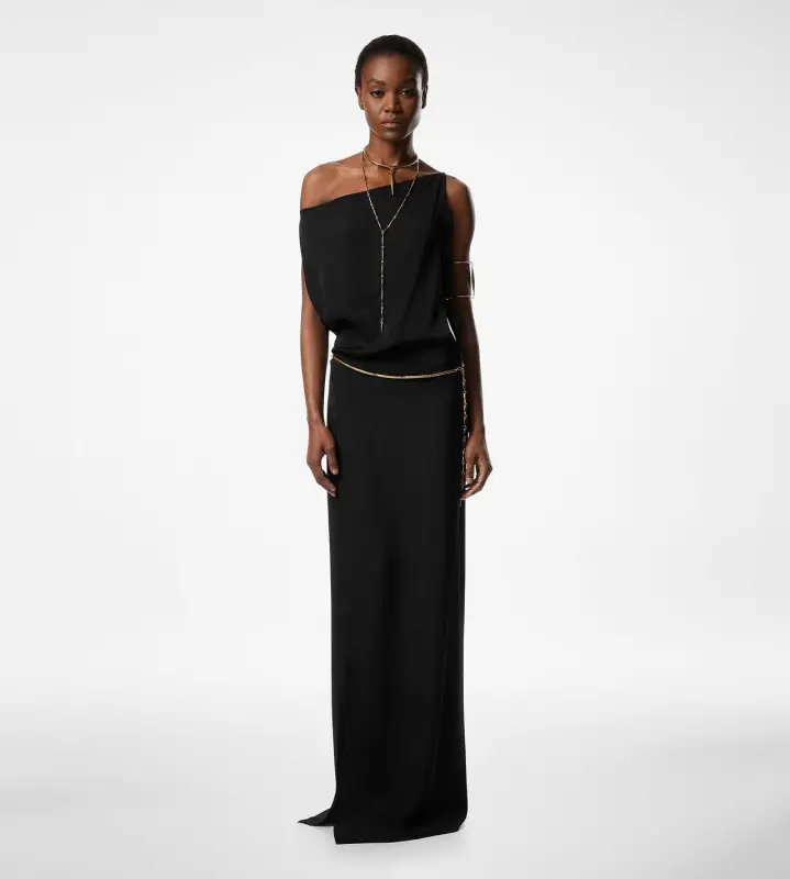 OFF THE SHOULDER EVENING DRESS WITH SIDE SLIT online